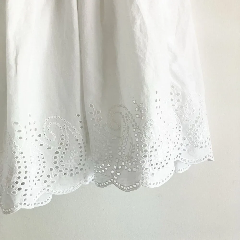 Gap Kids Paisley Eyelet Skirt Girls Size XXL 14-16 White Scallop Cotton
